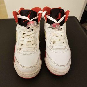 air jordan 5 retro gs fire red blk tongue